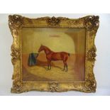 Frederick Albert Clark a framed oil on canvas equine painting of Little Tobe in his stable, signed