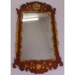A Regency style rectangular mahogany and gilt carved fretwork wall mirror, 120 x 69cm