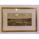 A P Smith framed and glazed Victorian watercolour of marshland scene, signed and dated 1890, 28 x