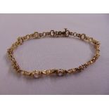 9ct yellow gold and cubic zircona bracelet, approx total weight 9.3g