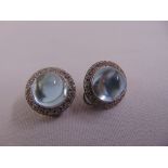 A pair of 18ct white gold, blue topaz and diamond earrings, approx total weight 14.1g