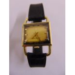 Jaeger LeCoultre Etrier gentlemans 18ct yellow gold wristwatch on original leather strap
