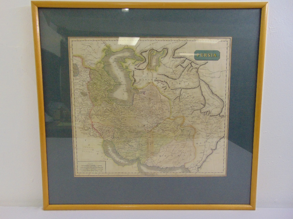 A framed and glazed antique map of Persia, 45.5 x 51cm