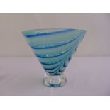 A 1960s shaded blue glass decorative fruit bowl