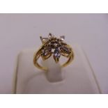 9ct yellow gold and tanzanite ring, approx total weight 2.2g