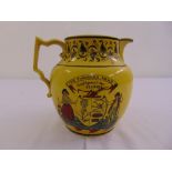 A Regency period yellow ground marriage jug with inscriptions for The Farmers Arms and Toby