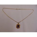 18ct yellow gold amethyst pendant on a 9ct gold chain, approx total weight 11.6g