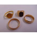 Four 9ct gold rings, approx total weight 24.0g