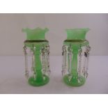 A pair of Victorian uranium glass lustres