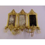 Three Ormolu mirrored wall sconces