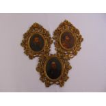 Egisto Manzuoli three framed oils on panel portraits of gentlemen in period costume