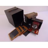 Kollos daguerreotype camera with glass plates and carrying case