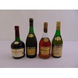 Four bottles of Cognac to include Courvoisier, Bisquit, Remy Martin and Cordonier