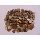 A quantity of GB coins to include post 47 cupro nickel, pennies, halfpennies and threepences