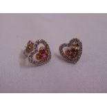 A pair of 18ct white gold, pink sapphire and diamond earrings, approx total weight 2.6g