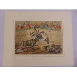 James Gilroy hand coloured etching titled The Spanish Bull Fight, 25.5 x 35cm