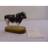 Royal Worcester figurine of a Friesian Bull limited edition 284/500 modelled by Doris Lindner to