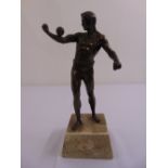 An Art Deco bronze figurine of an athlete mounted on raised rectangular plinth, circa 1930