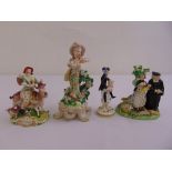 Three Bow figurines and a Derby figurine, all A/F