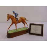 Royal Worcester figurine of Grundy ridden by Pat Eddery limited edition 71/500 modelled by Doris