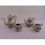 A silver plated four piece teaset