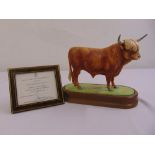 Royal Worcester figurine of a Highland Bull limited edition hundred 179/500 modelled by Doris