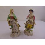 Samson of Paris two figurines of a masked ball lady and gentleman, gold anchor marks to verso,