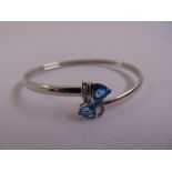 10ct white gold blue topaz and diamond bangle, approx total weight 6.1g