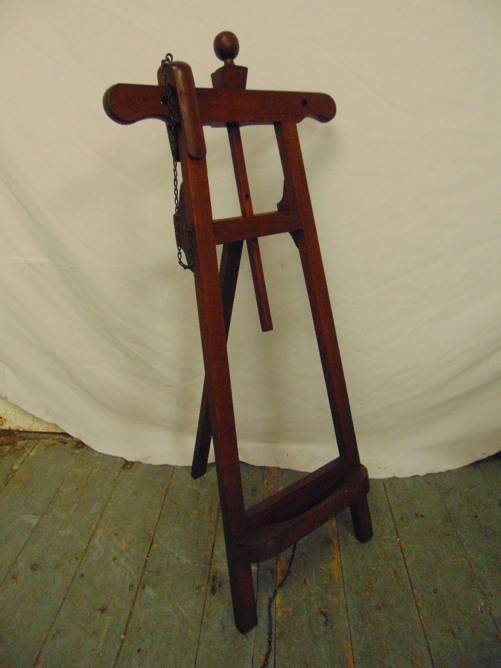 Mahogany table top easel with hinged strut