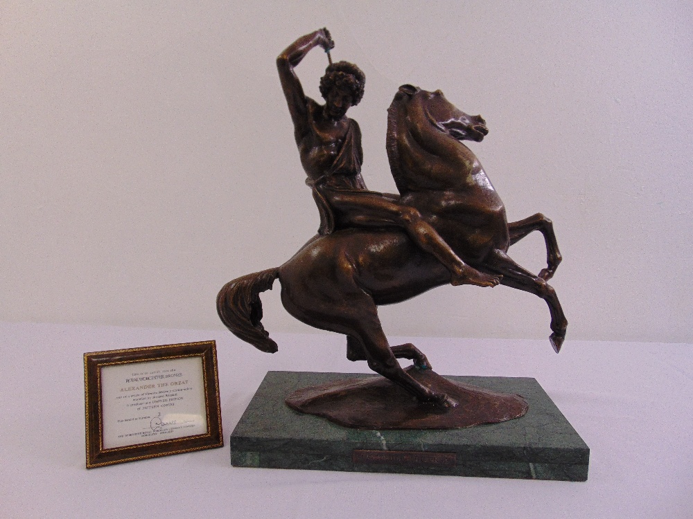 Royal Worcester Bronze figurine of Alexander the Great on horseback limited edition 3/15 modelled by