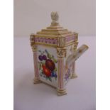 A Meissen teapot, marks to the base with single cancellation mark, A/F