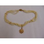 A Victorian 15ct gold and seed pearl necklace