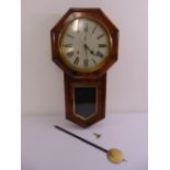 A late 19th century walnut veneered wall regulator with white enamel dial, Roman numerals, to