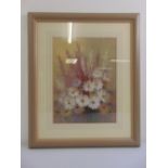 Elena Markov framed and glazed watercolour still life of flowers, signed bottom right, 46 x 36cm ARR