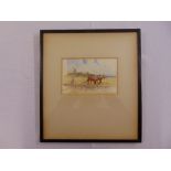 W Bothams framed and glazed watercolour of a farmer ploughing his field, signed bottom left, 11 x