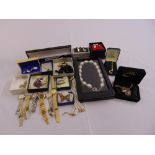 A quantity of costume jewellery to include Christian Dior and ladies wristwatches