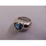 Piaget 18ct white gold heart shaped ring set with blue topaz, approx total weight 14.0g