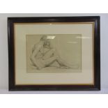 Two framed and glazed pencil studies of male figures attributed to William Linnell, 33 x 49cm and