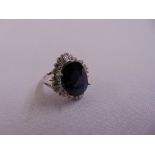 14ct white gold sapphire and diamond dress ring, to include COA