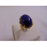 18ct yellow gold lapis lazuli and diamond ring, approx total weight 14.0g