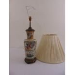 Chinese famile rose vase converted to a table lamp, to include silk shade