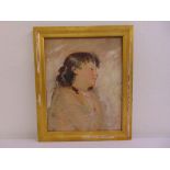 George Henry Evison a framed oil on panel portrait of a young girl, signed and dated 1892 bottom