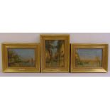 C. H. Cousins three framed oilographs on canvas of Venetian vistas, 18x 26.5cm each