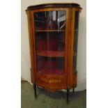 A French style shaped oval Kingswood inlaid glazed display case on four cabriole legs