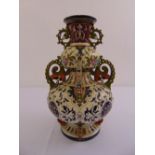 A majolica ceramic vase, marks to the base Fischer Budapest