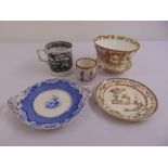 A quantity of English porcelain to include a Davenport cup, Copeland practice piece plate, a