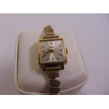 Longines 18ct yellow gold ladies wristwatch on gold plated expanding bracelet