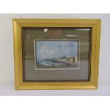 A framed and glazed 19th century gouache of the Gulf of Naples, 9.5 x 15cm