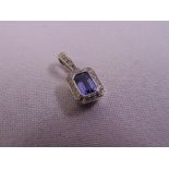 18ct white gold tanzanite and diamond pendant, approx total weight 1.3g