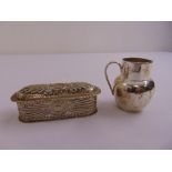 A Mappin and Webb hinged dressing table box and a Mappin and Webb Channel Islands cream jug